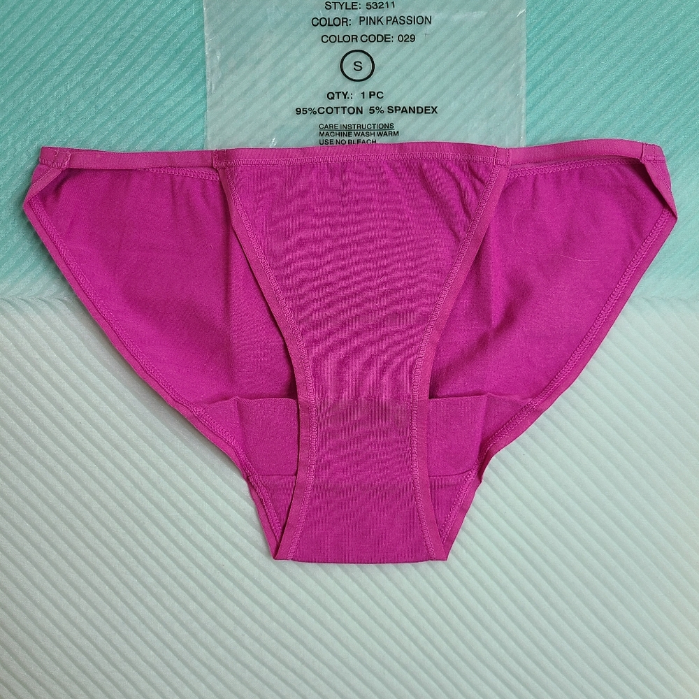 VTG Frederick's Classic Cotton String Bikini Panty Size Sm Pink Passion